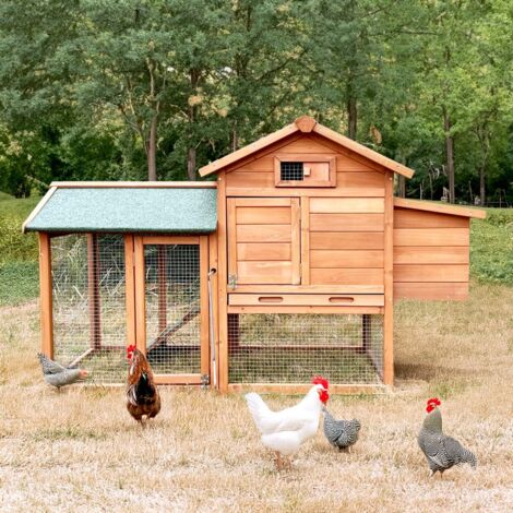 BELLA PET Gallinero de madera exterior de jardín para gallinas ponedoras 152x62x92 cm Marf