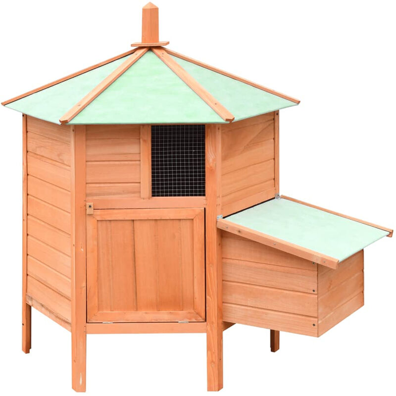 

Happyshopping - Gallinero de madera maciza de pino y abeto 126x117x125 cm