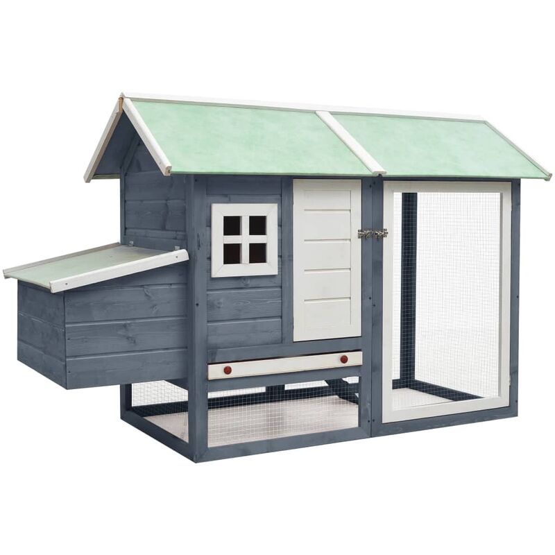 

Gallinero de madera maciza de pino y abeto gris 170x81x110 cm - Gris