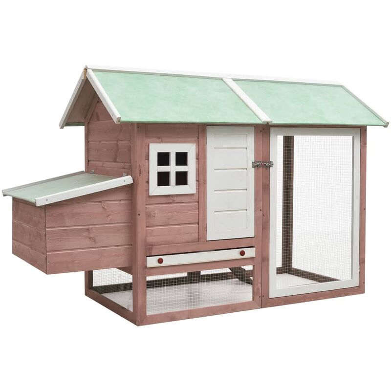 

Gallinero de madera maciza de pino y abeto moca 170x81x110 cm - Marrón