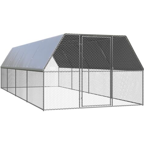 Gallinero exterior 3 x 8 x 2 m techo acero galvanizado resistente al agua 020001696