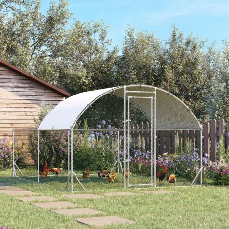 Gallinero Exterior Grande 380x280x195 cm para 10-12 Gallinas con Cubierta de Tela para Pollos Conejos Patos Plata