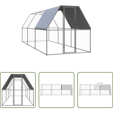 Gallinero exterior -  Jaula gallinero de exterior de acero galvanizado 2x6x2 m