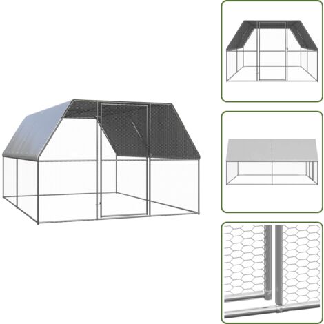 Gallinero galvanizado - vidaXL Jaula gallinero de exterior de acero galvanizado 3x4x2 m - Gallinero para pollos