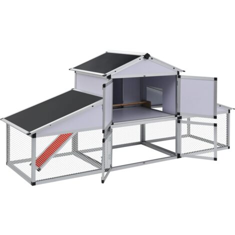 Gallinero grande de aluminio MDF con rampas y 1 caja nido 258 cm 020001677