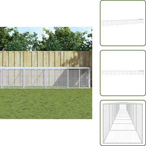 Gallinero gris claro - vidaXL Gallinero con techo acero galvanizado gris claro 1003x98x90 cm - Jaula para pollos