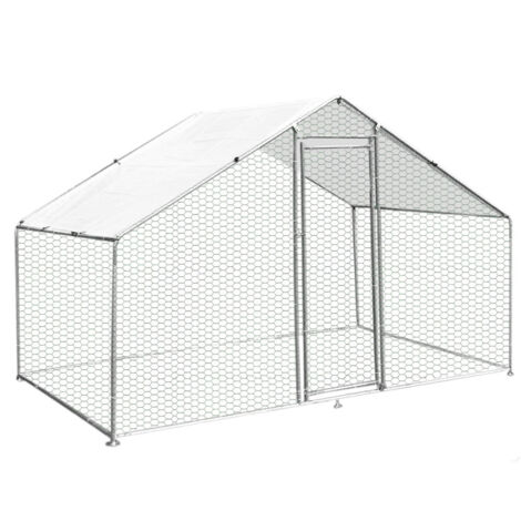 Gallinero Jaula 3m x 2m x 2m Jaula para Perros Perrera Gran Recinto Metálico Conejos Patos Aves de Corral Cubierta del Tejado Refugio Sombrilla Mascotas Patio Exterior Granja Animal