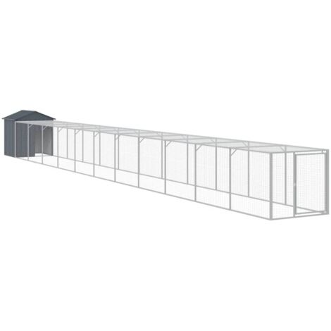 Gallinero jaula para gallinas con corral 117 x 1221 x 123 cm acero galvanizado antracita 020043945