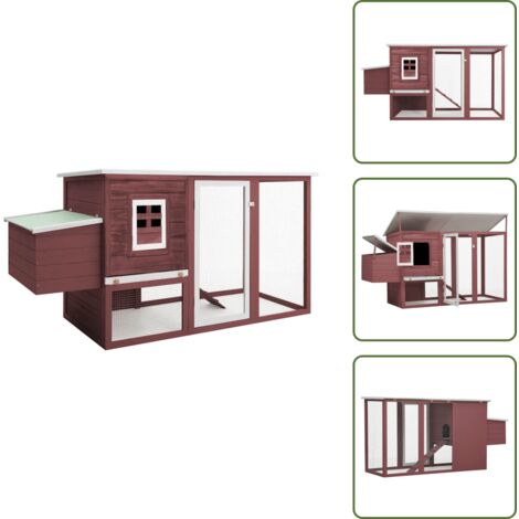 Gallinero marrón - vidaXL Gallinero con 1 jaula para huevos madera marrón - Gallinero con techo impermeable