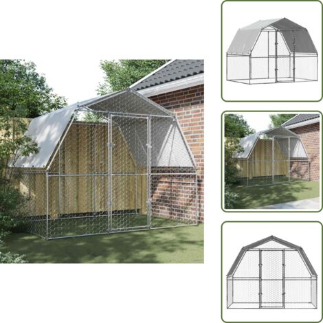 Gallinero para animales - vidaXL Gallinero con techo y puerta acero galvanizado plateado - Gallinero exterior