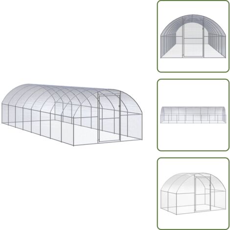 Gallinero para aves - vidaXL Gallinero de exterior de acero galvanizado 3x8x2 m - Gallinero galvanizado