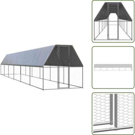 Gallinero para pollos - vidaXL Jaula gallinero de exterior de acero galvanizado 2x12x2 m - Gallinero para patos