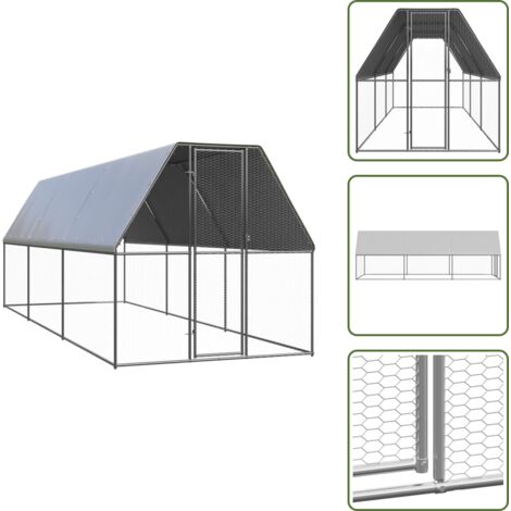 Gallinero para pollos - vidaXL Jaula gallinero de exterior de acero galvanizado 2x6x2 m - Gallinero para patos