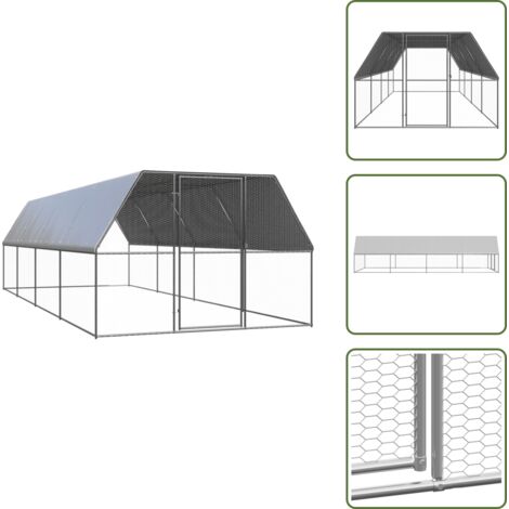 Gallinero para pollos - vidaXL Jaula gallinero de exterior de acero galvanizado 3x8x2 m - Gallinero para patos