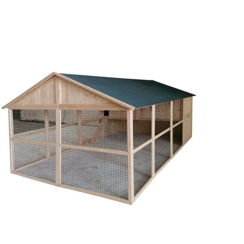 

Gallinero XL con pajarera CHARLIE 350x240x167 cm 8,5m2