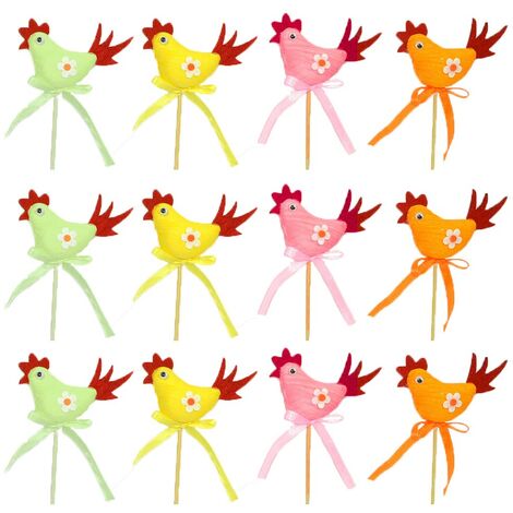 Gallo di pasqua gallina segnaposto decorazioni pasquali addobbi per casa set 12 vetrine negozi stelo con uccelli
