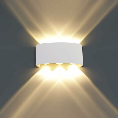 GALOZZOIT Applique Murale Interieur LED 6W en Aluminium, Lampe Murale Moderne Up Down Spot Lampe pour Salon Chambre Hall Escalier Pathway (Blanc Chaud) - Blanc