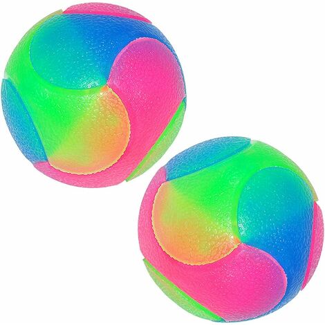 GALOZZOIT Balle de Chien LED Balle Jouet pour Chien Balle Lumineuse Rebondissante Interactive avec Clignotant élastique Dog Ball Jouet pour Chien à Paillettes (2PK Smooth Ball)