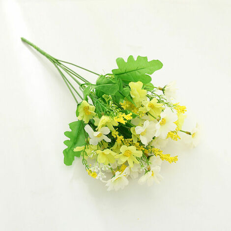 GALOZZOIT Fleur Artificielle 1 Pièce, Faux Daisy Monofilament Fleur Plastique Arbuste Plante Intérieur Extérieur Maison Cuisine Décor Jardin Vert Arbuste Fleur Artificielle, Blanc Vert