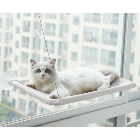 GALOZZOIT Lits suspendus pour chats, fenêtre de nid confortable et Durable, hamac avec tapis, étagère, support de lit pour animaux de compagnie, 17.5KG（gris）