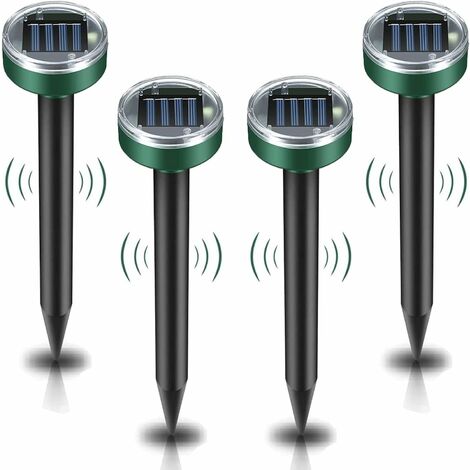 GALOZZOIT Répulsif solaire contre les taupes, 4 pièces répulsif à ultrasons contre les nuisibles - Lutte contre les taupes avec IP65 imperméable à leau, répulsif pour les taupes de jardin Mole Repelle