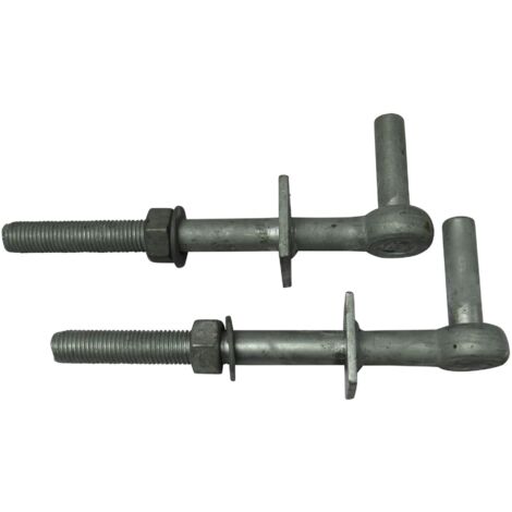 Galvanised Field Gate Hook to Bolts 16" with 3/4" Pin X2 (Pair Heavy Duty Fieldgate Hinge Hanger)