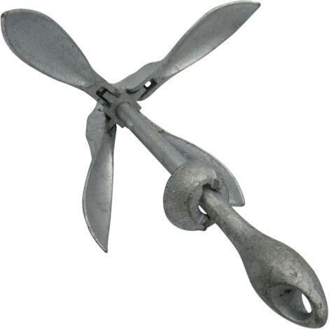 Galvanised Folding Grapnel Anchor 1.5KG (Four 4 Prong HDG River Boat Secure)