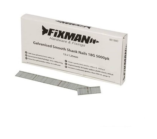 Galvanised Smooth Shank Nails 18G 5000pk - 12 x 1.25mm