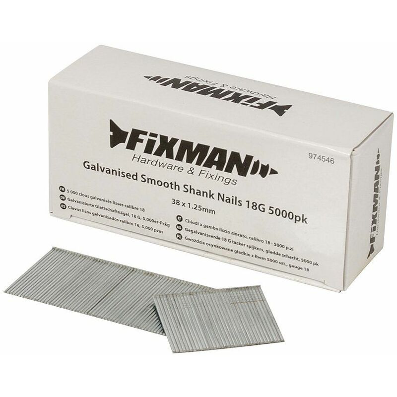 Fixman Galvanised Smooth Shank Nails 18G 5000pk 38 x 1.25mm 974546