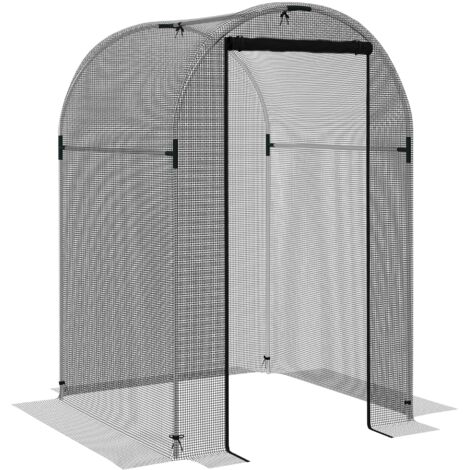 Galvanised Steel Fruit Cage, Plant Protection Tent with Zipped Door, 1.2 x 1.2 x 1.9m, Black