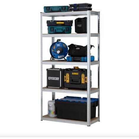 TOTAL RACKING SOLUTIONS LTD Galvanised Steel Garage Shelving Unit - 1500mm H x 700mm W x 300mm D - 150KG's UDL Per Shelf