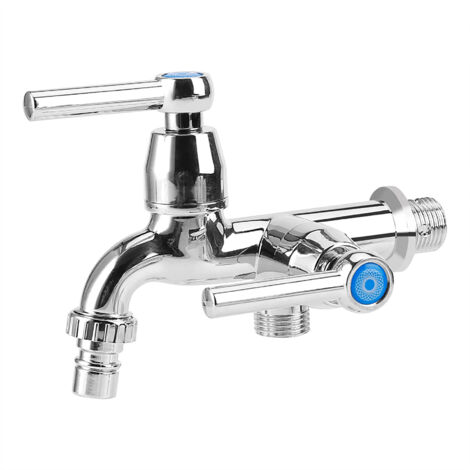 Galvanoplastie en plastique Machine à laver robinet d'eau froide évier bassin robinet d'eau avec Double bec poignée droite G1/2