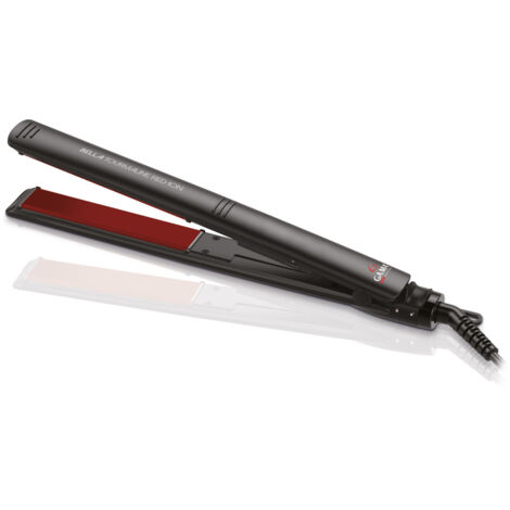 GA.MA Piastra Bella Tourmaline Red Ion, Tecnologia Micro Shine, Trafile rivestite in Tormalina, Tecnologia Ioni, per Capelli Idratati, Luminosi e Senza Crespo, Trafile larghe 120x25 mm, Temperatura da