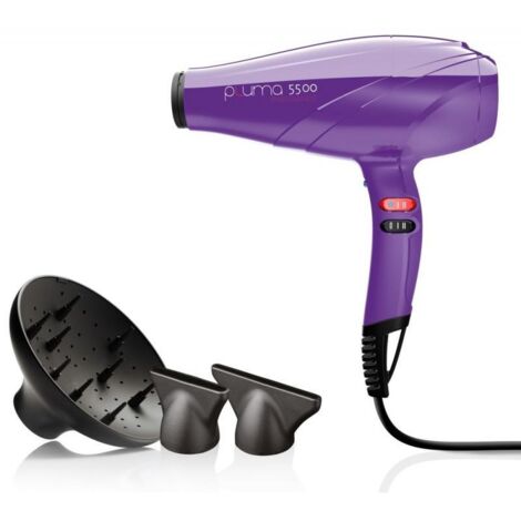 Ga.Ma Pluma 5500 SH1607 Asciugacapelli 2000W tecnologia ionica 2 velocita' e 3 temperature colpo d'aria fredda concentratore incluso colore Viola