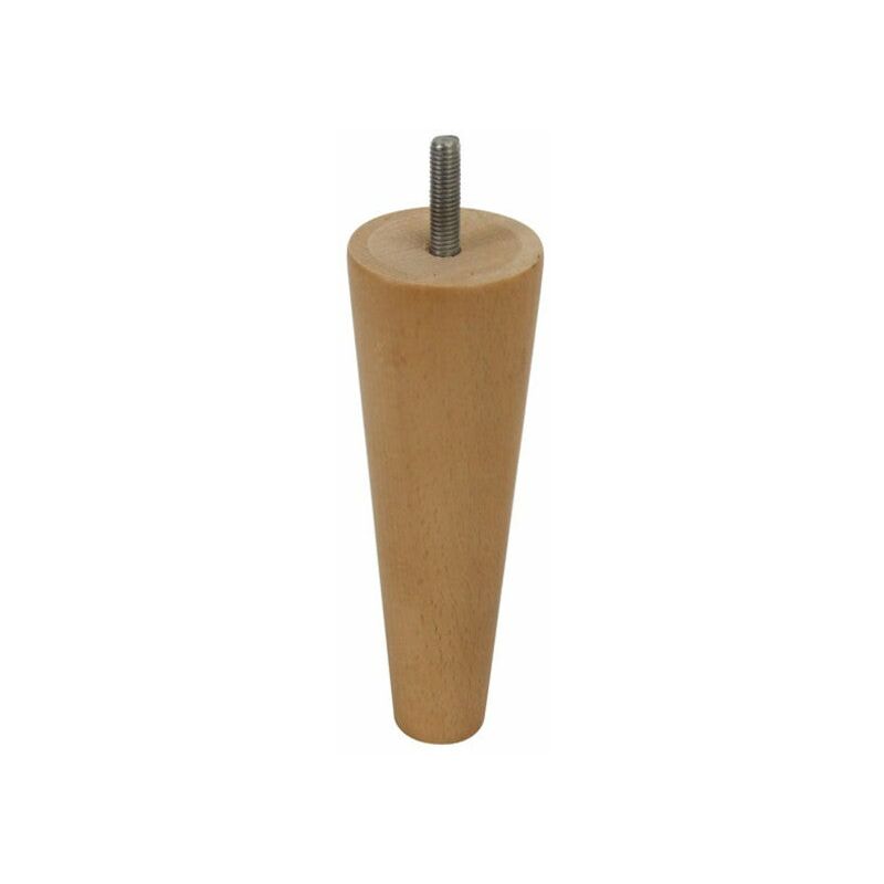 Image of Cime - Gamba fissa per mobili conica, faggio grezzo, bianco/beige, 15 cm