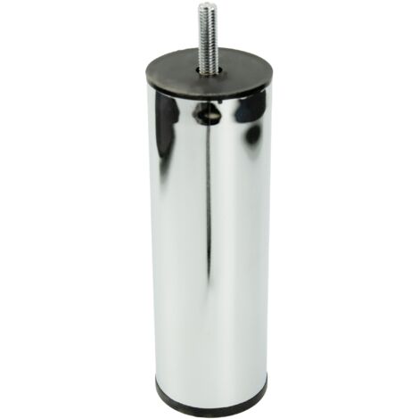 Gamba dritta per mobili, cromo argento, altezza 15 cm