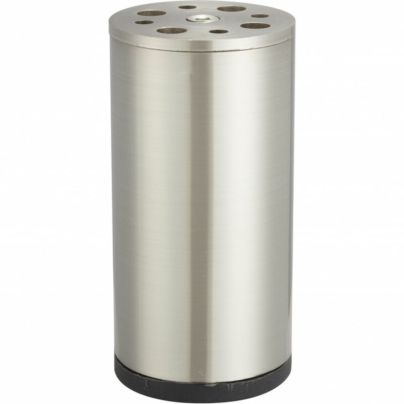 Image of Gamba fissa per mobile cilindrica in acciaio grigio spazzolato, 10 cm Hettich