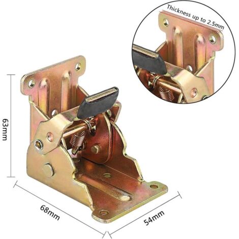 Gamba per tavolo pieghevole con cerniera a 90° - Set di 4 cerniere autobloccanti 69x63x54mm, accessori di bloccaggio per tavolo pieghevole, capacità di carico 80kg