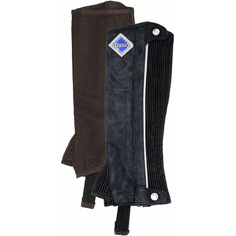 Gambali da equitazione adulto in morbido materiale scamosciato modello Amara con zip e fascia elastica: XXL, nero con profilo grigio (10)