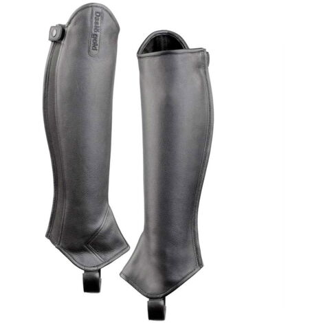 Gambali da equitazione Daslo Gold in pelle morbidissima, perfetta vestibilità, fascia elastica di ottima qualità: L, Nero