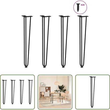 Gambe a forcina -  Gambe a forcina per tavoli consolle 4 pz Nero 72 cm Acciaio massiccio
