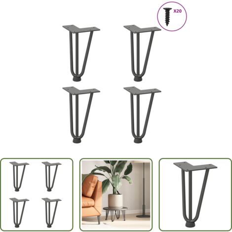 Gambe a forcina -  Gambe a forcina per tavolino 4 pz antracite 20 cm acciaio massiccio
