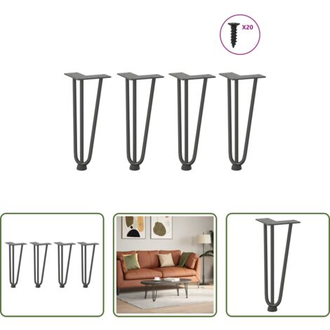 Gambe a forcina -  Gambe a forcina per tavolino 4 pz antracite 30 cm acciaio massiccio