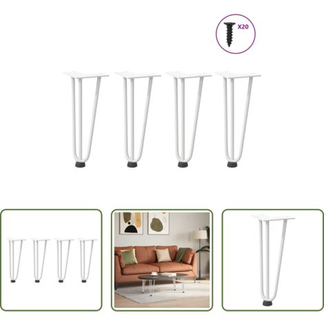 Gambe a forcina -  Gambe a forcina per tavolino 4 pz bianche 30 cm in acciaio massiccio