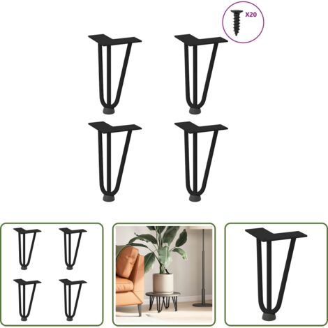 Gambe a forcina -  Gambe a forcina per tavolino da caffè 4 pz nere 20 cm in acciaio massiccio