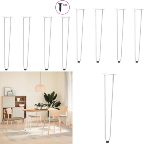 Gambe a forcina per tavoli consolle 4 pz Bianco 72 cm Acciaio massiccio - Gambe a forcina - Tavolo consolle