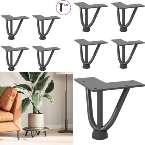 Gambe a forcina per tavolino 4 pz antracite 10 cm acciaio massiccio - Gambe a forcina - Tavolino da caffè