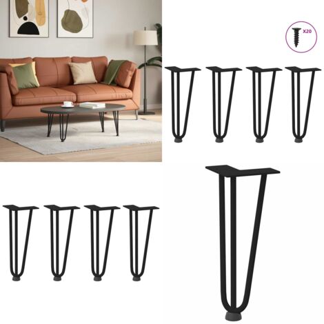 Gambe a forcina per tavolino 4 pz nere 30 cm in acciaio massiccio - Gambe a forcina - Tavolino da caffè