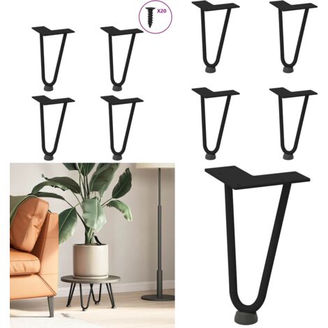 Gambe a forcina per tavolino da caffè 4 pz nere 20 cm in acciaio massiccio - Gambe a forcina - Tavolino da caffè