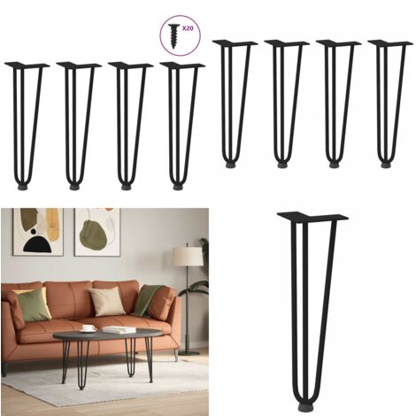 Gambe a forcina per tavolino da caffè 4 pz nere 42 cm in acciaio massiccio - Gambe a forcina - Tavolino da caffè